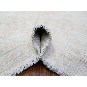 9'8"x13'1" Shoreline Gray, Hand Knotted, Soft Wool, White Wash Peshawar, Distressed, Oriental Rug FWR531486