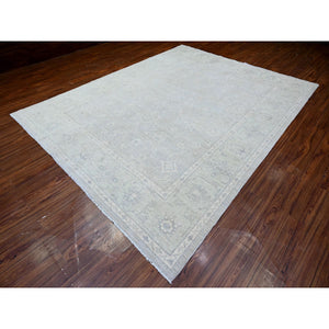 8'10"x11'5" Goose Gray, Hand Knotted, Vegetable Dyes, 100% Wool, White Wash Peshawar, Oriental Rug FWR531492