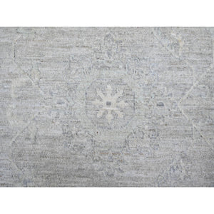 8'10"x11'5" Goose Gray, Hand Knotted, Vegetable Dyes, 100% Wool, White Wash Peshawar, Oriental Rug FWR531492
