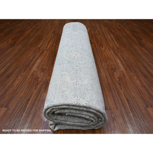 8'10"x11'5" Goose Gray, Hand Knotted, Vegetable Dyes, 100% Wool, White Wash Peshawar, Oriental Rug FWR531492