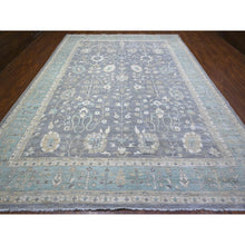 Load image into Gallery viewer, 10&#39;2&quot;x14&#39; Sabre Gray And Jamestown Blue, Peshawar Mahal Design, Hand Knotted Densely Woven, Natural Dyes, Pure Wool Oriental Rug FWR531504
