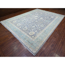 Load image into Gallery viewer, 10&#39;2&quot;x14&#39; Sabre Gray and Jamestown Blue, Peshawar Mahal Design, Hand Knotted Densely Woven, Natural Dyes, Pure Wool Oriental Rug FWR531504