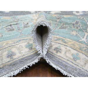 10'2"x14' Sabre Gray and Jamestown Blue, Peshawar Mahal Design, Hand Knotted Densely Woven, Natural Dyes, Pure Wool Oriental Rug FWR531504