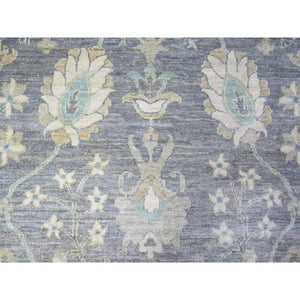 10'2"x14' Sabre Gray and Jamestown Blue, Peshawar Mahal Design, Hand Knotted Densely Woven, Natural Dyes, Pure Wool Oriental Rug FWR531504