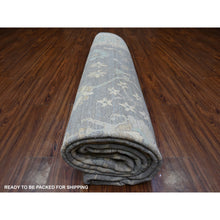 Load image into Gallery viewer, 10&#39;2&quot;x14&#39; Sabre Gray And Jamestown Blue, Peshawar Mahal Design, Hand Knotted Densely Woven, Natural Dyes, Pure Wool Oriental Rug FWR531504