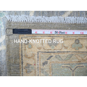 10'2"x14' Sabre Gray and Jamestown Blue, Peshawar Mahal Design, Hand Knotted Densely Woven, Natural Dyes, Pure Wool Oriental Rug FWR531504