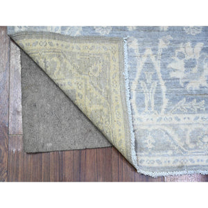2'10"x9'9" Cadet Gray, White Wash Peshawar, Hand Knotted, Natural Dyes, 100% Wool, Runner Oriental Rug FWR531522