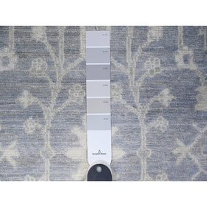 2'10"x9'9" Cadet Gray, White Wash Peshawar, Hand Knotted, Natural Dyes, 100% Wool, Runner Oriental Rug FWR531522