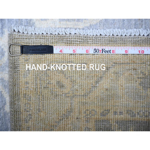 2'10"x9'9" Cadet Gray, White Wash Peshawar, Hand Knotted, Natural Dyes, 100% Wool, Runner Oriental Rug FWR531522