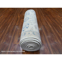 Load image into Gallery viewer, 2&#39;6&quot;x19&#39;5&quot; Coconut White, Hand Knotted, 100% Wool, White Wash Peshawar Subtle Design, Xl Runner, Oriental Rug FWR531552
