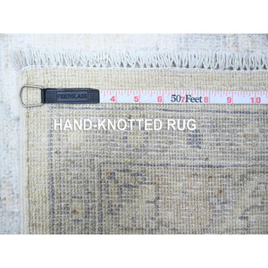 9'7"x13'10" City Loft White, Faded Washed Out Peshawar, Hand Knotted, Organic Wool, Oriental Rug FWR531570