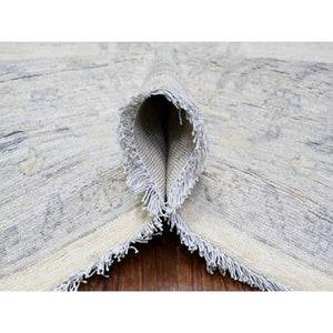 9'8"x13'8" Brilliant White, Hand Knotted, Soft Wool, White Wash Peshawar, Shabby Chic, Oriental Rug FWR531576