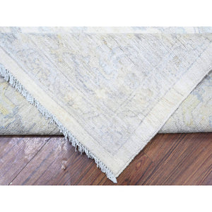 9'8"x13'8" Brilliant White, Hand Knotted, Soft Wool, White Wash Peshawar, Shabby Chic, Oriental Rug FWR531576