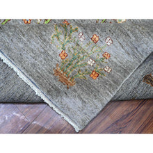 Load image into Gallery viewer, 10&#39;x13&#39;10&quot; Screen Gray, Peshawar Folk Art Willow And Cypress Tree Design, 100% Wool, Small Animal And Birds Figurines, Hand Knotted, Borderless Oriental Rug FWR531588