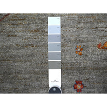 Load image into Gallery viewer, 10&#39;x13&#39;10&quot; Screen Gray, Peshawar Folk Art Willow And Cypress Tree Design, 100% Wool, Small Animal And Birds Figurines, Hand Knotted, Borderless Oriental Rug FWR531588