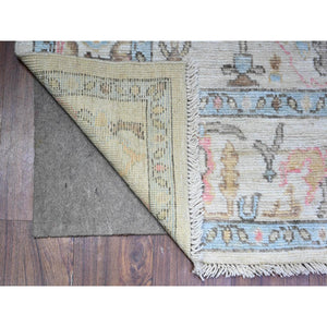 4'x12'5" THE INTERTWINED PASSAGE, Silk with Textured Wool Hand Knotted Wide Runner Oriental Rug FWR358392