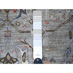 3'10"x9'10" French Gray with Pigeon Gray Border, Vegetable Dyes, Bidjar Garus Design, Aryana Soft Wool, Hand Knotted, Runner Oriental Rug FWR531714