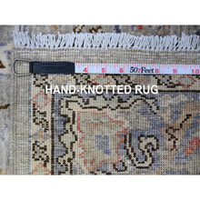 Load image into Gallery viewer, 3&#39;10&quot;x9&#39;10&quot; French Gray With Pigeon Gray Border, Vegetable Dyes, Bidjar Garus Design, Aryana Soft Wool, Hand Knotted, Runner Oriental Rug FWR531714