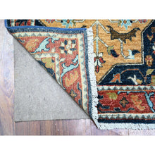 Load image into Gallery viewer, 2&#39;6&quot;x9&#39;8&quot; Passport Blue With Harvard Crimson Red, Caucasian Akstafa Design, Fine Aryana, Pure Wool, Hand Knotted, Runner Oriental Rug FWR531738
