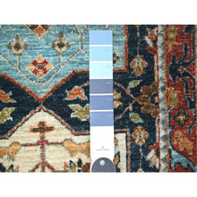 Load image into Gallery viewer, 2&#39;6&quot;x9&#39;8&quot; Passport Blue With Harvard Crimson Red, Caucasian Akstafa Design, Fine Aryana, Pure Wool, Hand Knotted, Runner Oriental Rug FWR531738