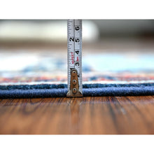 Load image into Gallery viewer, 2&#39;6&quot;x9&#39;8&quot; Passport Blue With Harvard Crimson Red, Caucasian Akstafa Design, Fine Aryana, Pure Wool, Hand Knotted, Runner Oriental Rug FWR531738