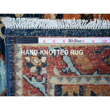 Load image into Gallery viewer, 2&#39;6&quot;x9&#39;8&quot; Passport Blue With Harvard Crimson Red, Caucasian Akstafa Design, Fine Aryana, Pure Wool, Hand Knotted, Runner Oriental Rug FWR531738