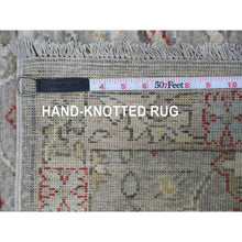 Load image into Gallery viewer, 3&#39;1&quot;x10&#39; Misty Gray, Hand Knotted, Afghan Angora Oushak with Soft Color Leaf Design, 100% Wool, Veggie Dyes, Runner, Oriental Rug FWR539640