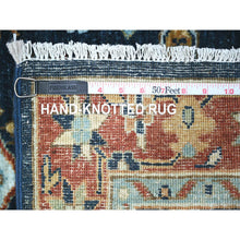 Load image into Gallery viewer, 2&#39;6&quot;x6&#39;1&quot; Bdazzled Blue with Fire Brick Red Border, Fine Aryana, Karajeh Design, Luxorious Wool, Hand Knotted, Runner Oriental Rug FWR531750