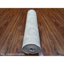 Load image into Gallery viewer, 2&#39;5&quot;x9&#39;6&quot; Dove White, Hand Knotted, 100% Wool, Distressed White Wash Peshawar, Runner Oriental Rug FWR531822