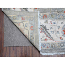 Load image into Gallery viewer, 9'2"x11'10" Shark Gray With Ultra Pure White Border, Extra Soft Wool, Hand Knotted, Heriz All Over Design Fine Peshawar, Vegetable Dyes And Densely Woven Oriental Rug FWR531858