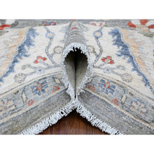 Load image into Gallery viewer, 9'2"x11'10" Shark Gray With Ultra Pure White Border, Extra Soft Wool, Hand Knotted, Heriz All Over Design Fine Peshawar, Vegetable Dyes And Densely Woven Oriental Rug FWR531858