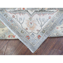 Load image into Gallery viewer, 9'2"x11'10" Shark Gray With Ultra Pure White Border, Extra Soft Wool, Hand Knotted, Heriz All Over Design Fine Peshawar, Vegetable Dyes And Densely Woven Oriental Rug FWR531858
