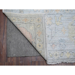 8'3"x10' Silver Chalice Gray, Hand Knotted, Wool Weft, Vegetable Dyes, Tribal Flower And Leaf Design, Angora Oushak Oriental Rug FWR531894