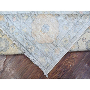 8'3"x10' Silver Chalice Gray, Hand Knotted, Wool Weft, Vegetable Dyes, Tribal Flower And Leaf Design, Angora Oushak Oriental Rug FWR531894