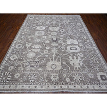 Load image into Gallery viewer, 8&#39;1&quot;x9&#39;9&quot; Agreeable Gray, Tribal Floral And Leaf Design, Wool Weft, Angora Oushak, Hand Knotted, Natural Dyes, Oriental Rug FWR531900
