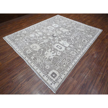 Load image into Gallery viewer, 8&#39;1&quot;x9&#39;9&quot; Agreeable Gray, Tribal Floral And Leaf Design, Wool Weft, Angora Oushak, Hand Knotted, Natural Dyes, Oriental Rug FWR531900
