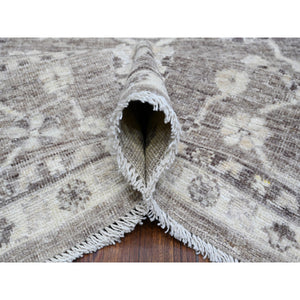 8'1"x9'9" Agreeable Gray, Tribal Floral And Leaf Design, Wool Weft, Angora Oushak, Hand Knotted, Natural Dyes, Oriental Rug FWR531900