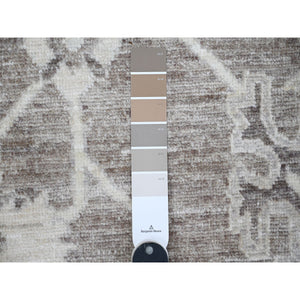 8'1"x9'9" Agreeable Gray, Tribal Floral And Leaf Design, Wool Weft, Angora Oushak, Hand Knotted, Natural Dyes, Oriental Rug FWR531900