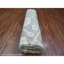 Load image into Gallery viewer, 8&#39;1&quot;x9&#39;9&quot; Agreeable Gray, Tribal Floral And Leaf Design, Wool Weft, Angora Oushak, Hand Knotted, Natural Dyes, Oriental Rug FWR531900