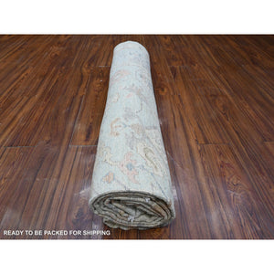 8'4"x10'2" Blue Topez, All Over Village Elements, Vegetable Dyes, Hand Knotted, Velvety Wool Weft, Angora Oushak Oriental Rug FWR531918