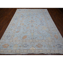 Load image into Gallery viewer, 7&#39;9&quot;x9&#39;9&quot; Beau Blue, Faded Out Angora Oushak, Wool Weft, Hand Knotted, All Over Rural Elements, Vegetable Dyes, Oriental Rug FWR531948