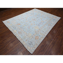 Load image into Gallery viewer, 7&#39;9&quot;x9&#39;9&quot; Beau Blue, Faded Out Angora Oushak, Wool Weft, Hand Knotted, All Over Rural Elements, Vegetable Dyes, Oriental Rug FWR531948