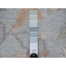 Load image into Gallery viewer, 7&#39;9&quot;x9&#39;9&quot; Beau Blue, Faded Out Angora Oushak, Wool Weft, Hand Knotted, All Over Rural Elements, Vegetable Dyes, Oriental Rug FWR531948