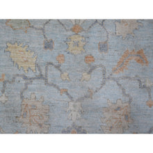 Load image into Gallery viewer, 7&#39;9&quot;x9&#39;9&quot; Beau Blue, Faded Out Angora Oushak, Wool Weft, Hand Knotted, All Over Rural Elements, Vegetable Dyes, Oriental Rug FWR531948
