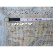 Load image into Gallery viewer, 7&#39;9&quot;x9&#39;9&quot; Beau Blue, Faded Out Angora Oushak, Wool Weft, Hand Knotted, All Over Rural Elements, Vegetable Dyes, Oriental Rug FWR531948
