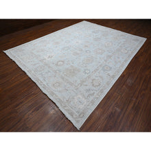 Load image into Gallery viewer, 9&#39;2&quot;x12&#39; Cloud Gray, Vegetable Dyes, Wool Weft, Hand Knotted, Faded Out Angora Oushak, All Over Tribal Elements, Oriental Rug FWR532014