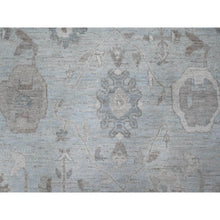 Load image into Gallery viewer, 9&#39;2&quot;x12&#39; Cloud Gray, Vegetable Dyes, Wool Weft, Hand Knotted, Faded Out Angora Oushak, All Over Tribal Elements, Oriental Rug FWR532014