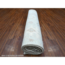 Load image into Gallery viewer, 9&#39;2&quot;x12&#39; Cloud Gray, Vegetable Dyes, Wool Weft, Hand Knotted, Faded Out Angora Oushak, All Over Tribal Elements, Oriental Rug FWR532014