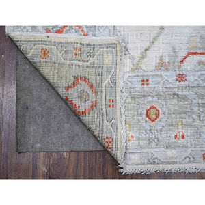 6'x8'8" Spatial White, Wool Weft With Natural Dyes, Hand Knotted, Afghan Angora Oushak, Rural Flower And Leaf Design, Oriental Rug FWR532188