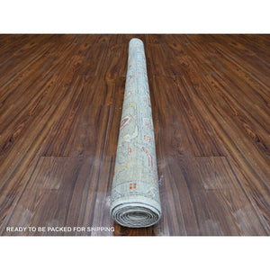 6'x8'8" Spatial White, Wool Weft With Natural Dyes, Hand Knotted, Afghan Angora Oushak, Rural Flower And Leaf Design, Oriental Rug FWR532188